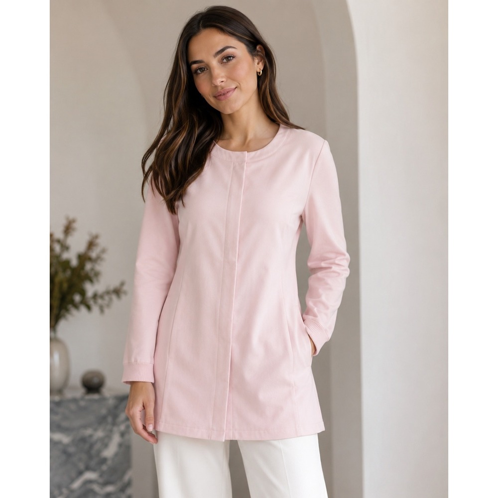 H by Halston Clean Girl Faux Suede Tunic Jacket Pink Size 16 Soft Minimalist